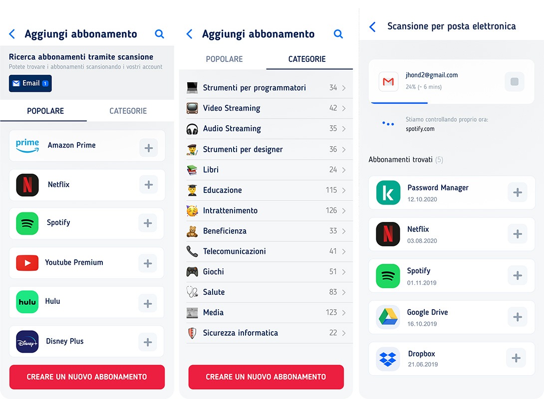 L'aggiunta di un nuovo abbonamento a SubsCrab non potrebbe essere più semplice