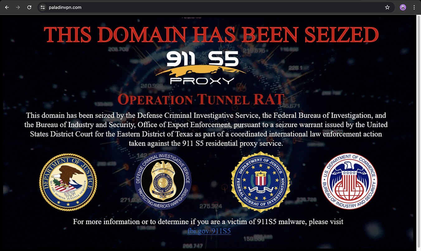 Site PaladinVPN apreendido pelo FBI
